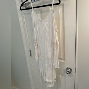Roxy White Cold Shoulder Romper with lace